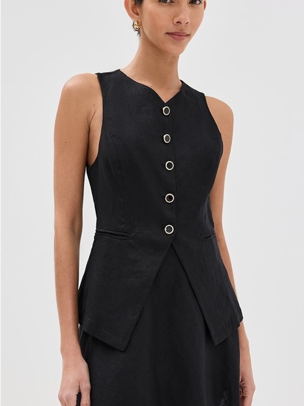Reformation black linen vest